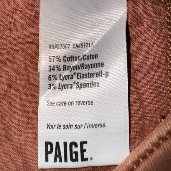 NWT PAIGE Brooklyn 31" Vintage Mocha Bisque Wide Leg Pants Sz 29 - Picture 5 of 12